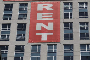 business with RENT sign on the front