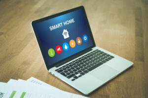 smart home icons on laptop