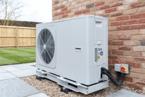 heat pump on side of house