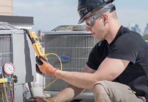 man practicing trade in HVAC